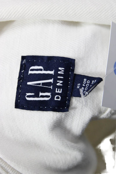 Gap Womens Button Front Long Sleeve Collared Jean Jacket White Size XS