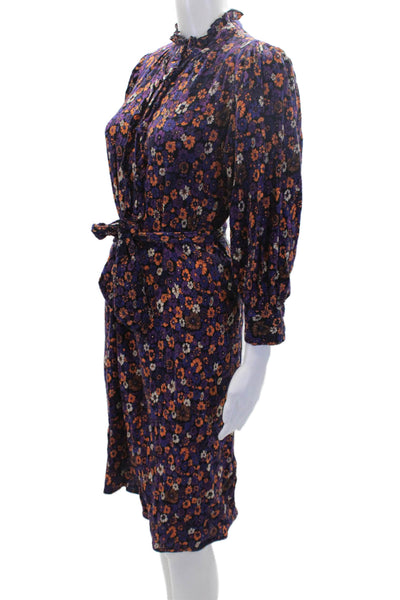 Antik Batik Womens Long Sleeve Floral Dress Purple Size 38