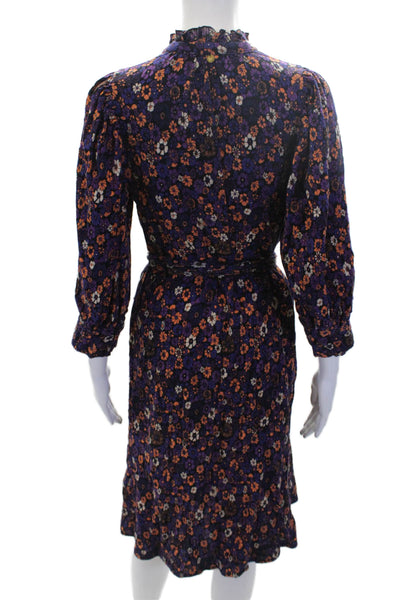 Antik Batik Womens Long Sleeve Floral Dress Purple Size 38