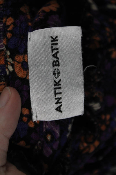 Antik Batik Womens Long Sleeve Floral Dress Purple Size 38