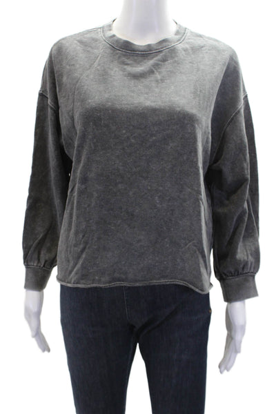 Rails Womens Cotton Long Sleeve Cropped Washed T Shirt Gray Size XXS