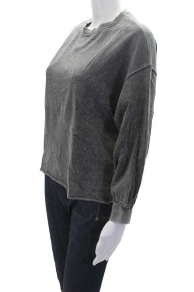 Rails Womens Cotton Long Sleeve Cropped Washed T Shirt Gray Size XXS
