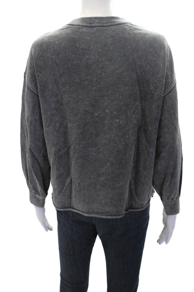 Rails Womens Cotton Long Sleeve Cropped Washed T Shirt Gray Size XXS