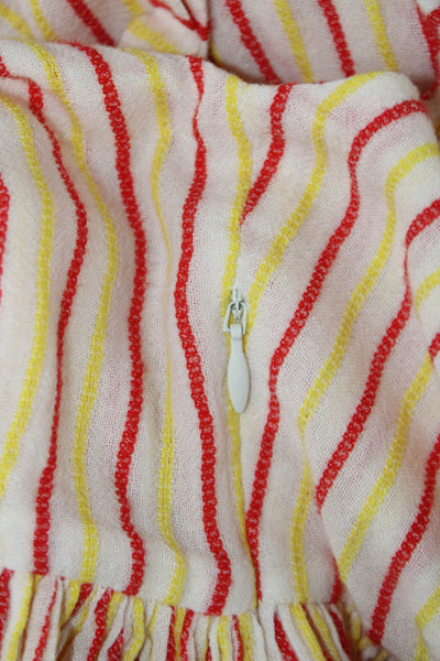 Morely Girls Cotton Striped Sleeveless Bow Dress Red Yellow Size 8