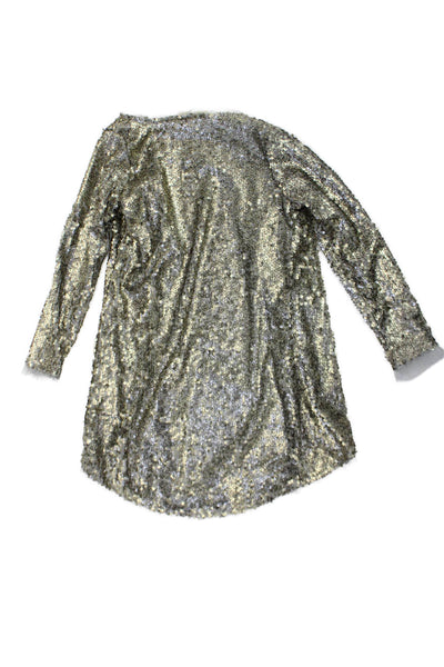 Mia Joy Girls Sequin Open Front Long Sleeve Cardigan Gold Size 6