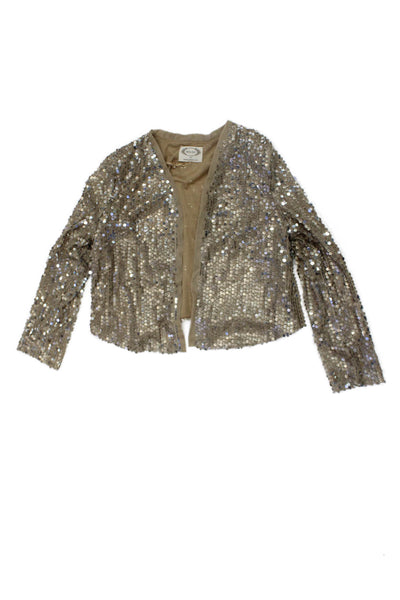 Mia Joy Girls Sequin Open Front Cardigan Gold Size 12