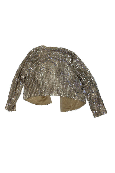 Mia Joy Girls Sequin Open Front Cardigan Gold Size 12
