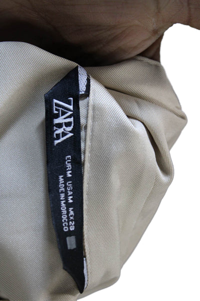 Zara Womens Long Sleeves Button Down Blouse Mocha Beige Size Medium