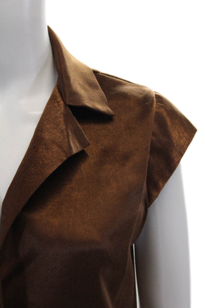 Muze Womens Short Sleeves Button Closure Blouse Chocolate Brown Size Small