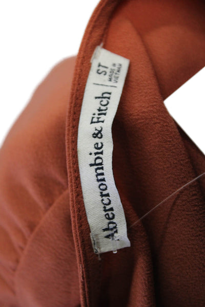 Abercrombie & Fitch Womens Short Sleeve V Neck Mini Wrap Dress Brown Size ST