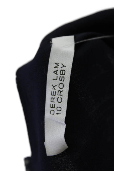 Derek Lam 10 Crosby Womens Side Zip Spaghetti Strap Abstract Dress Navy Small