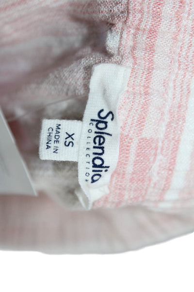 Splendid Womens Drawstring Striped Short Shorts White Pink Size XS