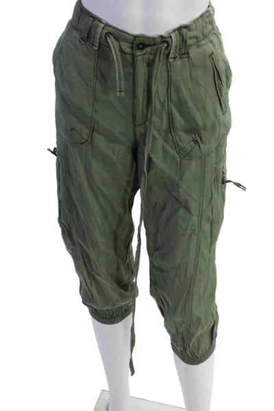 Abercrombie & Fitch Womens Zipper Fly Mid Rise Cropped Pants Green Size 2
