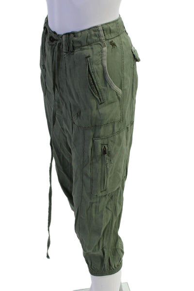 Abercrombie & Fitch Womens Zipper Fly Mid Rise Cropped Pants Green Size 2