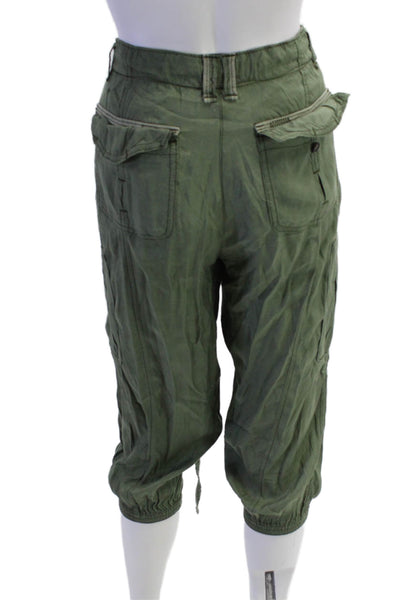Abercrombie & Fitch Womens Zipper Fly Mid Rise Cropped Pants Green Size 2