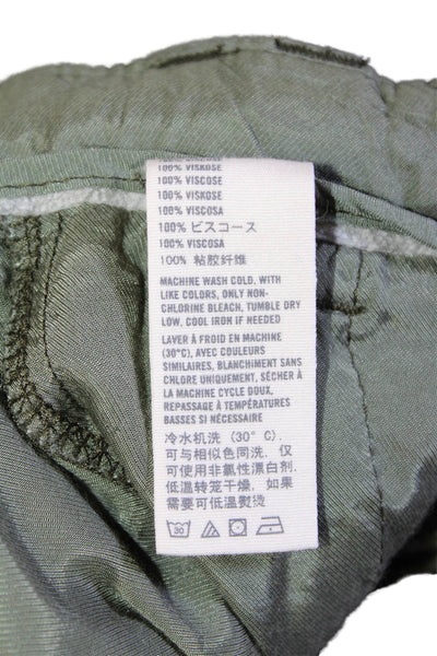 Abercrombie & Fitch Womens Zipper Fly Mid Rise Cropped Pants Green Size 2