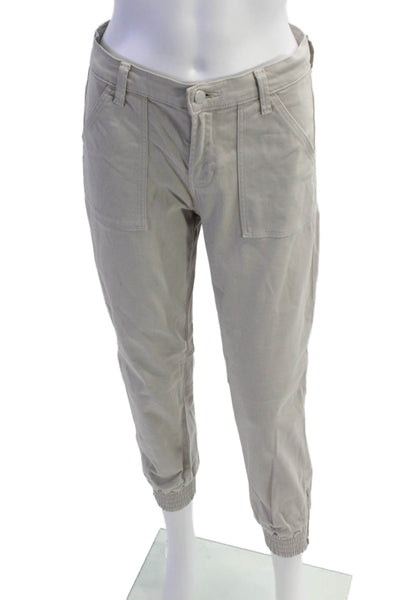 J Brand Womens Zipper Fly Mid Rise Twill Jogger Pants Gray Cotton Size 25