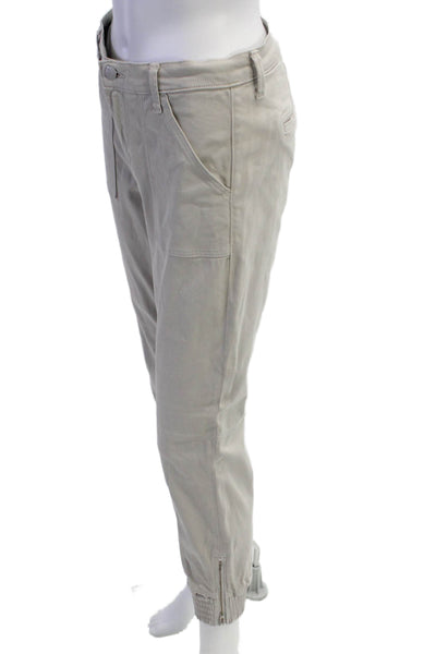 J Brand Womens Zipper Fly Mid Rise Twill Jogger Pants Gray Cotton Size 25