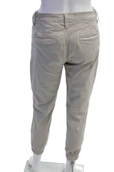 J Brand Womens Zipper Fly Mid Rise Twill Jogger Pants Gray Cotton Size 25