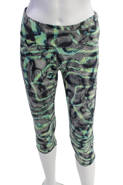 Brazil Wear Womens High Rise Abstract Ankle Leggings Gray Green Size Medium