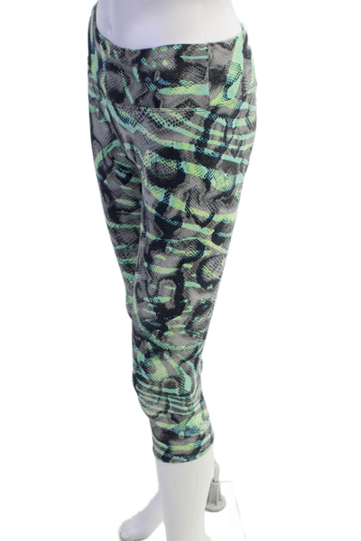 Brazil Wear Womens High Rise Abstract Ankle Leggings Gray Green Size Medium