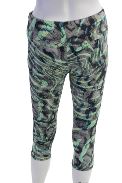 Brazil Wear Womens High Rise Abstract Ankle Leggings Gray Green Size Medium