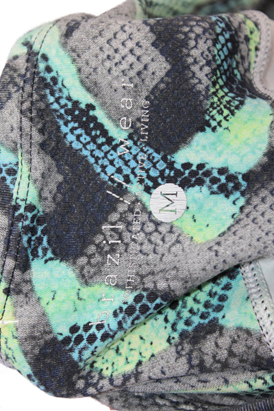 Brazil Wear Womens High Rise Abstract Ankle Leggings Gray Green Size Medium