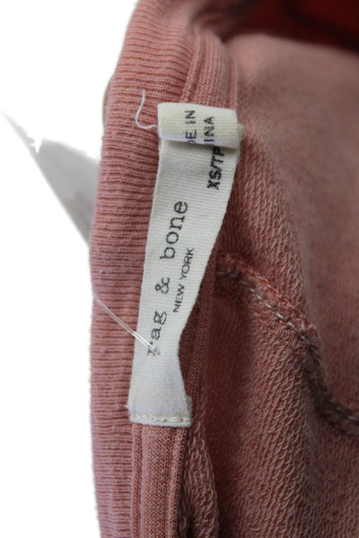 Rag & Bone Womens Short Sleeve Scoop Neck Boxy Tee Shirt Pink Cotton Size XS