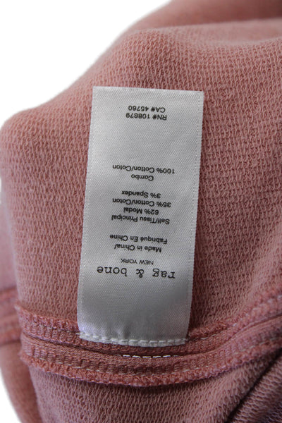 Rag & Bone Womens Short Sleeve Scoop Neck Boxy Tee Shirt Pink Cotton Size XS
