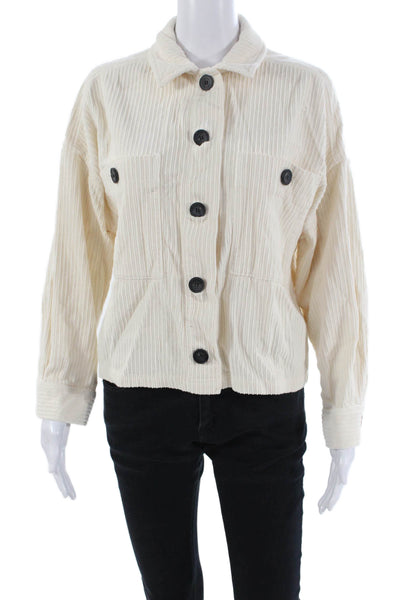 Zara Womens Cotton Button Long Sleeve Sweater Cream Size S