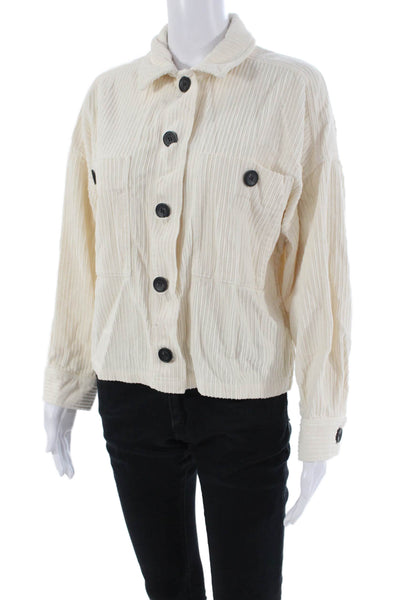 Zara Womens Cotton Button Long Sleeve Sweater Cream Size S