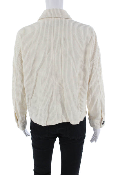 Zara Womens Cotton Button Long Sleeve Sweater Cream Size S