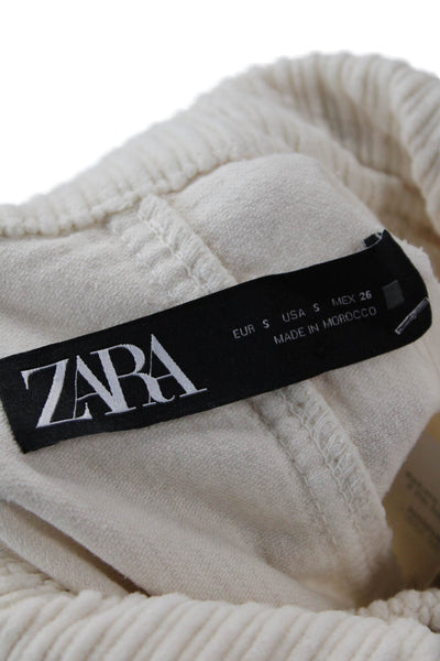 Zara Womens Cotton Button Long Sleeve Sweater Cream Size S
