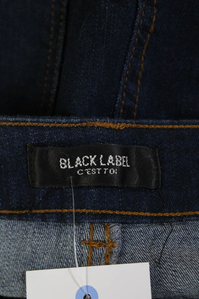 Black Label Womens Button Fornt Dark Wash Fringe Denim Pencil Skirt Blue Medium