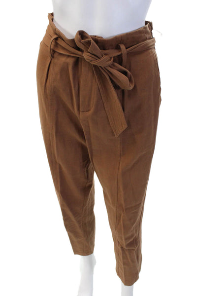 Greylin Anthropologie Womens Zipper Fly Pleated Woven Pants Brown Size Medium