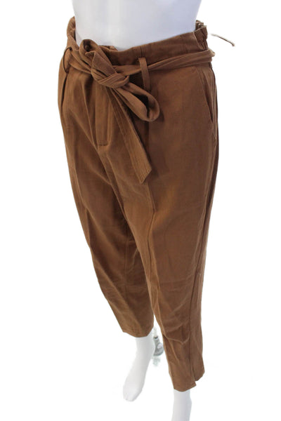 Greylin Anthropologie Womens Zipper Fly Pleated Woven Pants Brown Size Medium