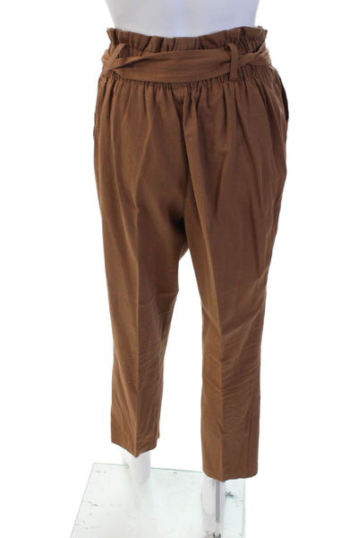 Greylin Anthropologie Womens Zipper Fly Pleated Woven Pants Brown Size Medium