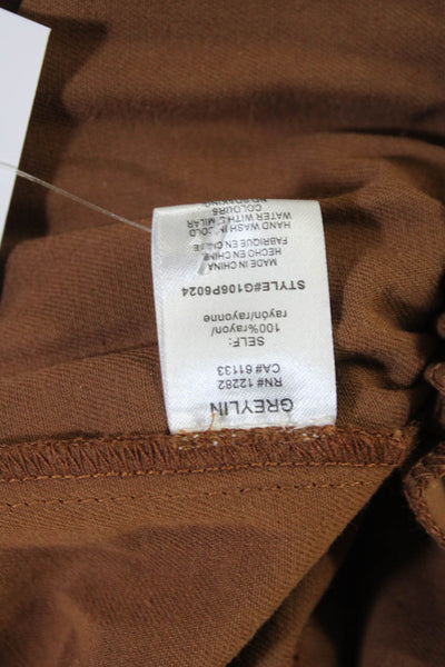 Greylin Anthropologie Womens Zipper Fly Pleated Woven Pants Brown Size Medium