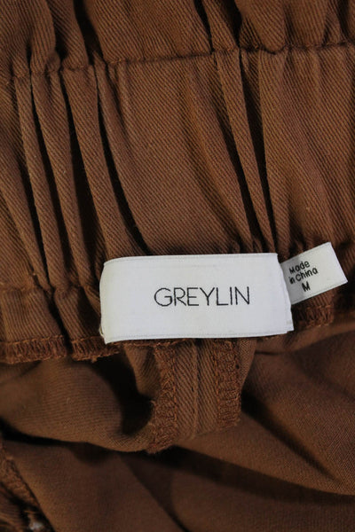 Greylin Anthropologie Womens Zipper Fly Pleated Woven Pants Brown Size Medium