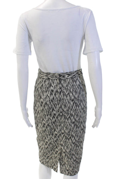 Ronny Kobo Womens Back Zip Knee Length Pencil Skirt White Black Cotton Small