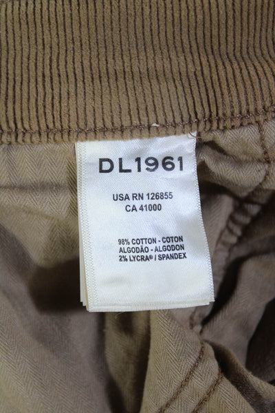 DL1961 Womens Zipper Fly High Rise Corduroy Straight Leg Jeans Brown Size 28