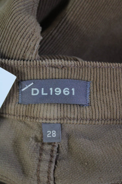 DL1961 Womens Zipper Fly High Rise Corduroy Straight Leg Jeans Brown Size 28