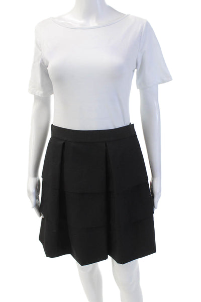 3.1 Phillip Lim Womens Side Zip Tiered Knee Length Skirt Black Wool Size 6