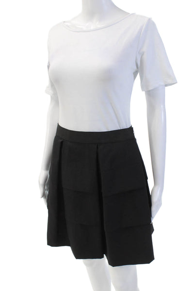3.1 Phillip Lim Womens Side Zip Tiered Knee Length Skirt Black Wool Size 6