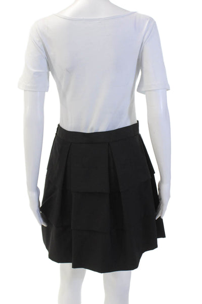 3.1 Phillip Lim Womens Side Zip Tiered Knee Length Skirt Black Wool Size 6