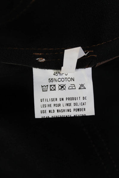 Absolu Womens Button Front Belted Faux Leather A Line Skirt Brown Size Large