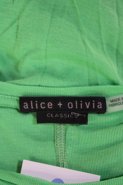 Alice + Olivia Womens Basic T-Shirt Green Size S