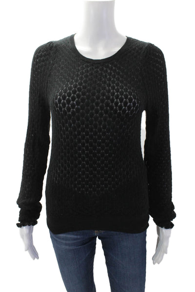 Cotton By Autumn Cashmere Womens Cotton Knit Pullover Sweater Top Black Size XS