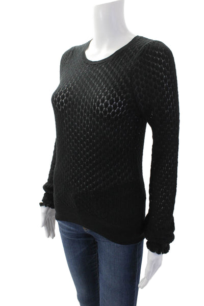 Cotton By Autumn Cashmere Womens Cotton Knit Pullover Sweater Top Black Size XS