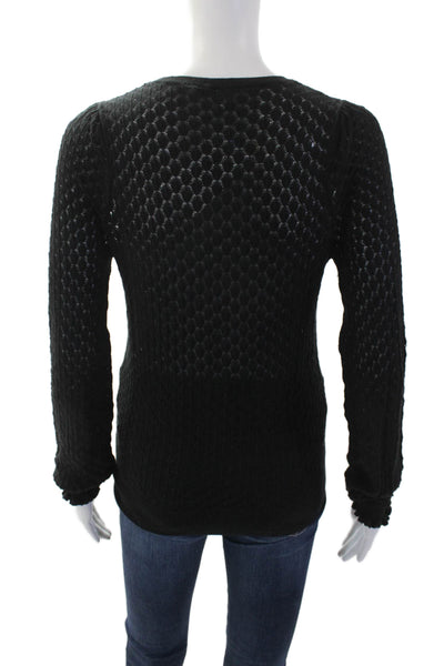 Cotton By Autumn Cashmere Womens Cotton Knit Pullover Sweater Top Black Size XS